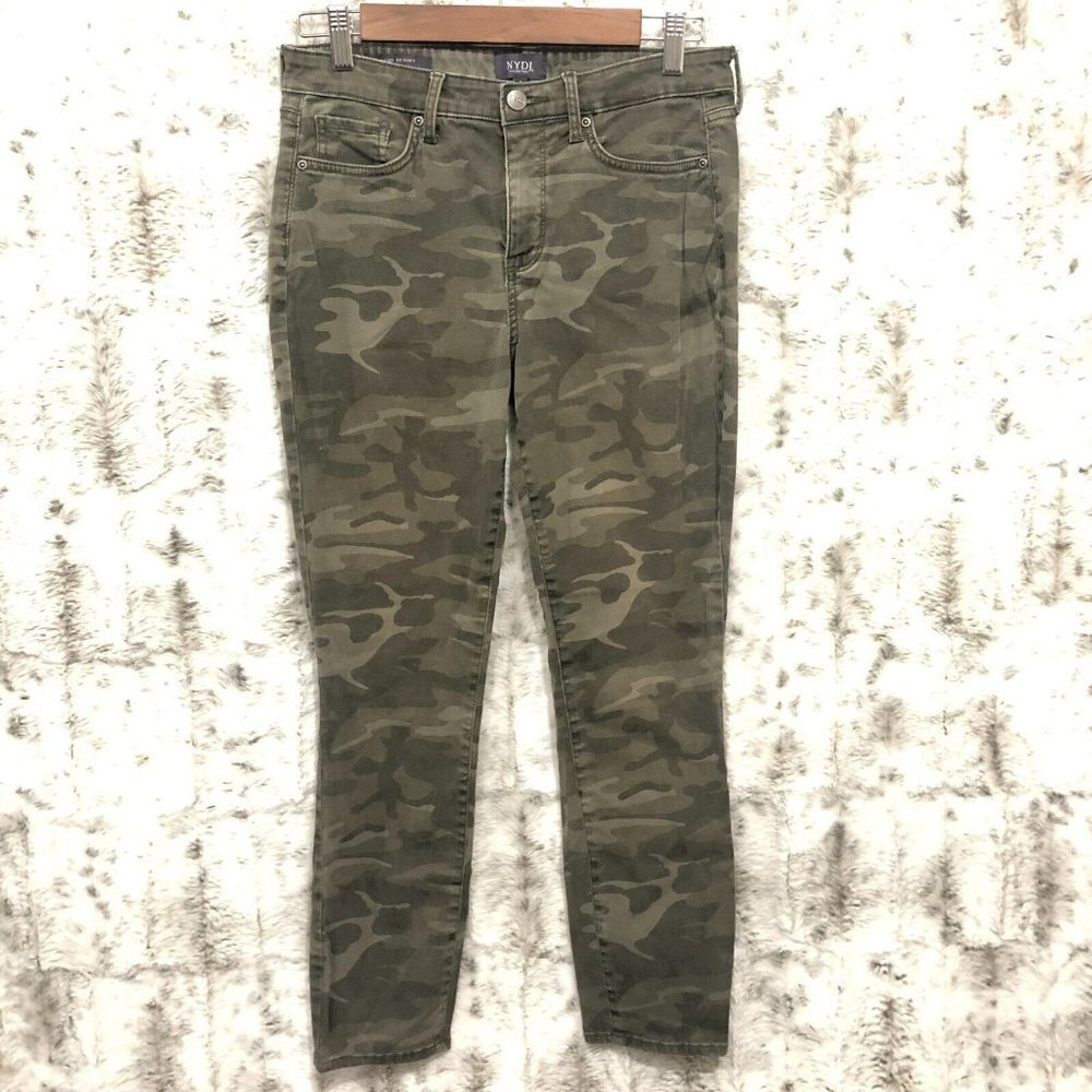 NYDJ Ami Skinny Camo Camouflage Green Not Your Daughters Jeans 28x24